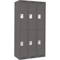 Clean Line Lockers, 2 -tier, Bank of 3, 36" x 18" x 72", Steel, Charcoal, Rivet (Assembled) D. Morneault & Fils