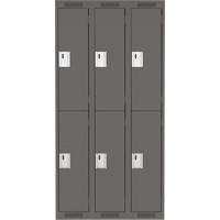 Clean Line Lockers, 2 -tier, Bank of 3, 36" x 18" x 72", Steel, Charcoal, Rivet (Assembled) D. Morneault & Fils