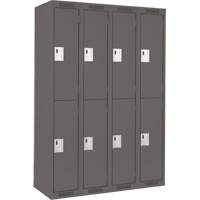 Clean Line Lockers, 2 -tier, Bank of 4, 48" x 18" x 72", Steel, Charcoal, Rivet (Assembled) D. Morneault & Fils