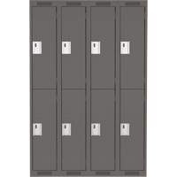 Clean Line Lockers, 2 -tier, Bank of 4, 48" x 18" x 72", Steel, Charcoal, Rivet (Assembled) D. Morneault & Fils