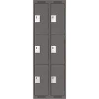 Clean Line Lockers, 3 -tier, Bank of 2, 24" x 18" x 72", Steel, Charcoal, Rivet (Assembled) D. Morneault & Fils