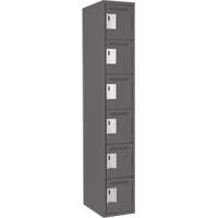 Clean Line Lockerette, 6 -tier, 12" x 18" x 72", Steel, Charcoal, Rivet (Assembled) D. Morneault & Fils