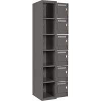 Clean Line Lockerette, 6 -tier, Bank of 4, 48" x 18" x 72", Steel, Charcoal, Rivet (Assembled) D. Morneault & Fils