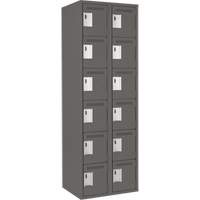 Clean Line Lockerette, 6 -tier, Bank of 2, 24" x 18" x 72", Steel, Charcoal, Rivet (Assembled) D. Morneault & Fils