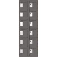 Clean Line Lockerette, 6 -tier, Bank of 2, 24" x 18" x 72", Steel, Charcoal, Rivet (Assembled) D. Morneault & Fils
