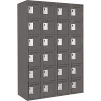 Clean Line Lockerette, 6 -tier, Bank of 4, 48" x 18" x 72", Steel, Charcoal, Rivet (Assembled) D. Morneault & Fils