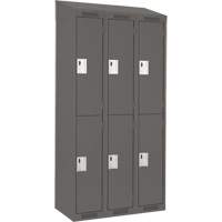 Clean Line Lockers, 2 -tier, Bank of 3, 36" x 18" x 78", Steel, Charcoal, Rivet (Assembled) D. Morneault & Fils