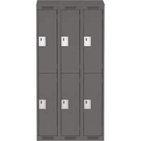 Clean Line Lockers, 2 -tier, Bank of 3, 36" x 18" x 78", Steel, Charcoal, Rivet (Assembled) D. Morneault & Fils