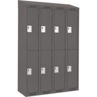 Clean Line Lockers, 2 -tier, Bank of 4, 48" x 18" x 78", Steel, Charcoal, Rivet (Assembled) D. Morneault & Fils
