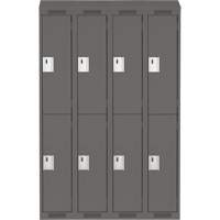 Clean Line Lockers, 2 -tier, Bank of 4, 48" x 18" x 78", Steel, Charcoal, Rivet (Assembled) D. Morneault & Fils