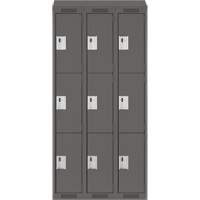 Casiers Clean Line, 3 niveaux, Bloc de 3, 36" x 18" x 78", Acier, Charbon, Rivet (assembl&eacute;) D. Morneault & Fils