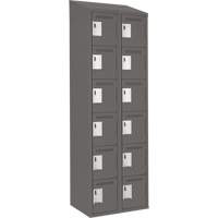 Clean Line Lockerette, 6 -tier, Bank of 2, 24" x 18" x 78", Steel, Charcoal, Rivet (Assembled) D. Morneault & Fils
