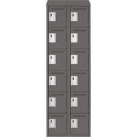 Clean Line Lockerette, 6 -tier, Bank of 2, 24" x 18" x 78", Steel, Charcoal, Rivet (Assembled) D. Morneault & Fils