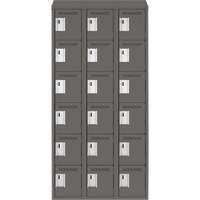 Clean Line Lockerette, 6 -tier, Bank of 3, 36" x 18" x 78", Steel, Charcoal, Rivet (Assembled) D. Morneault & Fils