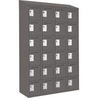 Clean Line Lockerette, 6 -tier, Bank of 4, 48" x 18" x 78", Steel, Charcoal, Rivet (Assembled) D. Morneault & Fils