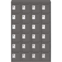 Clean Line Lockerette, 6 -tier, Bank of 4, 48" x 18" x 78", Steel, Charcoal, Rivet (Assembled) D. Morneault & Fils