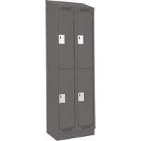 Clean Line Lockers, 2 -tier, Bank of 2, 24" x 18" x 82", Steel, Charcoal, Rivet (Assembled) D. Morneault & Fils