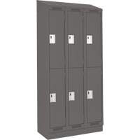 Clean Line Lockers, 2 -tier, Bank of 3, 36" x 18" x 82", Steel, Charcoal, Rivet (Assembled) D. Morneault & Fils
