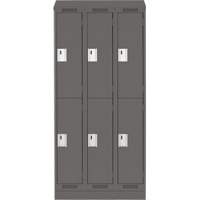 Clean Line Lockers, 2 -tier, Bank of 3, 36" x 18" x 82", Steel, Charcoal, Rivet (Assembled) D. Morneault & Fils
