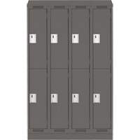 Clean Line Lockers, 2 -tier, Bank of 4, 48" x 18" x 82", Steel, Charcoal, Rivet (Assembled) D. Morneault & Fils