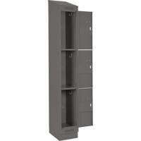 Clean Line Lockers, 3 -tier, Bank of 4, 48" x 18" x 82", Steel, Charcoal, Rivet (Assembled) D. Morneault & Fils