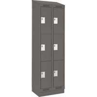 Clean Line Lockers, 3 -tier, Bank of 2, 24" x 18" x 82", Steel, Charcoal, Rivet (Assembled) D. Morneault & Fils