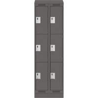 Clean Line Lockers, 3 -tier, Bank of 2, 24" x 18" x 82", Steel, Charcoal, Rivet (Assembled) D. Morneault & Fils