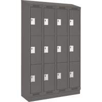 Clean Line Lockers, 3 -tier, Bank of 4, 48" x 18" x 82", Steel, Charcoal, Rivet (Assembled) D. Morneault & Fils