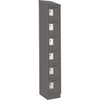 Clean Line Lockerette, 6 -tier, 12" x 18" x 82", Steel, Charcoal, Rivet (Assembled) D. Morneault & Fils