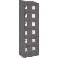 Clean Line Lockerette, 6 -tier, Bank of 2, 24" x 18" x 82", Steel, Charcoal, Rivet (Assembled) D. Morneault & Fils