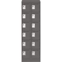 Clean Line Lockerette, 6 -tier, Bank of 2, 24" x 18" x 82", Steel, Charcoal, Rivet (Assembled) D. Morneault & Fils