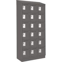 Clean Line Lockerette, 6 -tier, Bank of 3, 36" x 18" x 82", Steel, Charcoal, Rivet (Assembled) D. Morneault & Fils