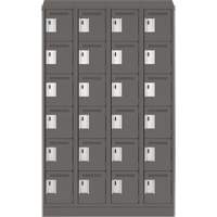 Clean Line Lockerette, 6 -tier, Bank of 4, 48" x 18" x 82", Steel, Charcoal, Rivet (Assembled) D. Morneault & Fils