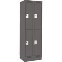 Clean Line Lockers, 2 -tier, Bank of 2, 24" x 18" x 76", Steel, Charcoal, Rivet (Assembled) D. Morneault & Fils