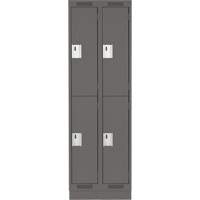 Clean Line Lockers, 2 -tier, Bank of 2, 24" x 18" x 76", Steel, Charcoal, Rivet (Assembled) D. Morneault & Fils