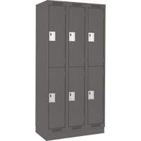 Clean Line Lockers, 2 -tier, Bank of 3, 36" x 18" x 76", Steel, Charcoal, Rivet (Assembled) D. Morneault & Fils