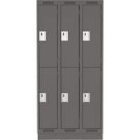 Clean Line Lockers, 2 -tier, Bank of 3, 36" x 18" x 76", Steel, Charcoal, Rivet (Assembled) D. Morneault & Fils