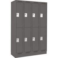 Casiers Clean Line, 2 niveaux, Bloc de 4, 48" x 18" x 76", Acier, Charbon, Rivet (assembl&eacute;) D. Morneault & Fils