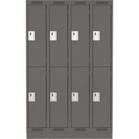 Casiers Clean Line, 2 niveaux, Bloc de 4, 48" x 18" x 76", Acier, Charbon, Rivet (assembl&eacute;) D. Morneault & Fils