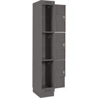 Clean Line Lockers, 3 -tier, Bank of 4, 48" x 18" x 76", Steel, Charcoal, Rivet (Assembled) D. Morneault & Fils