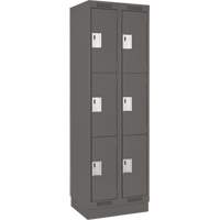 Clean Line Lockers, 3 -tier, Bank of 2, 24" x 18" x 76", Steel, Charcoal, Rivet (Assembled) D. Morneault & Fils