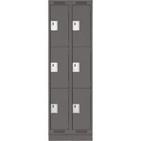 Clean Line Lockers, 3 -tier, Bank of 2, 24" x 18" x 76", Steel, Charcoal, Rivet (Assembled) D. Morneault & Fils