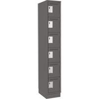 Clean Line Lockerette, 6 -tier, 12" x 18" x 76", Steel, Charcoal, Rivet (Assembled) D. Morneault & Fils