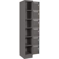 Clean Line Lockerette, 6 -tier, Bank of 4, 48" x 18" x 76", Steel, Charcoal, Rivet (Assembled) D. Morneault & Fils