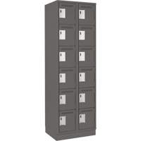 Clean Line Lockerette, 6 -tier, Bank of 2, 24" x 18" x 76", Steel, Charcoal, Rivet (Assembled) D. Morneault & Fils