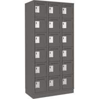 Clean Line Lockerette, 6 -tier, Bank of 3, 36" x 18" x 76", Steel, Charcoal, Rivet (Assembled) D. Morneault & Fils