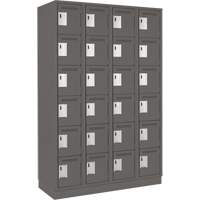 Clean Line Lockerette, 6 -tier, Bank of 4, 48" x 18" x 76", Steel, Charcoal, Rivet (Assembled) D. Morneault & Fils
