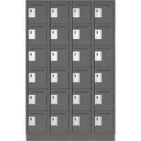 Clean Line Lockerette, 6 -tier, Bank of 4, 48" x 18" x 76", Steel, Charcoal, Rivet (Assembled) D. Morneault & Fils