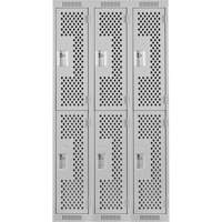 Clean Line Lockers, 2 -tier, Bank of 3, 36" x 12" x 72", Steel, Grey, Rivet (Assembled), Perforated D. Morneault & Fils