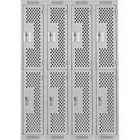 Clean Line Lockers, 2 -tier, Bank of 4, 48" x 12" x 72", Steel, Grey, Rivet (Assembled), Perforated D. Morneault & Fils